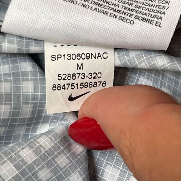 Nike GOLF Pullover Dri-Fit Fabric Mix 1/2 Zip Cover-Up Size M Green Gingham Hood - Picture 8 of 13